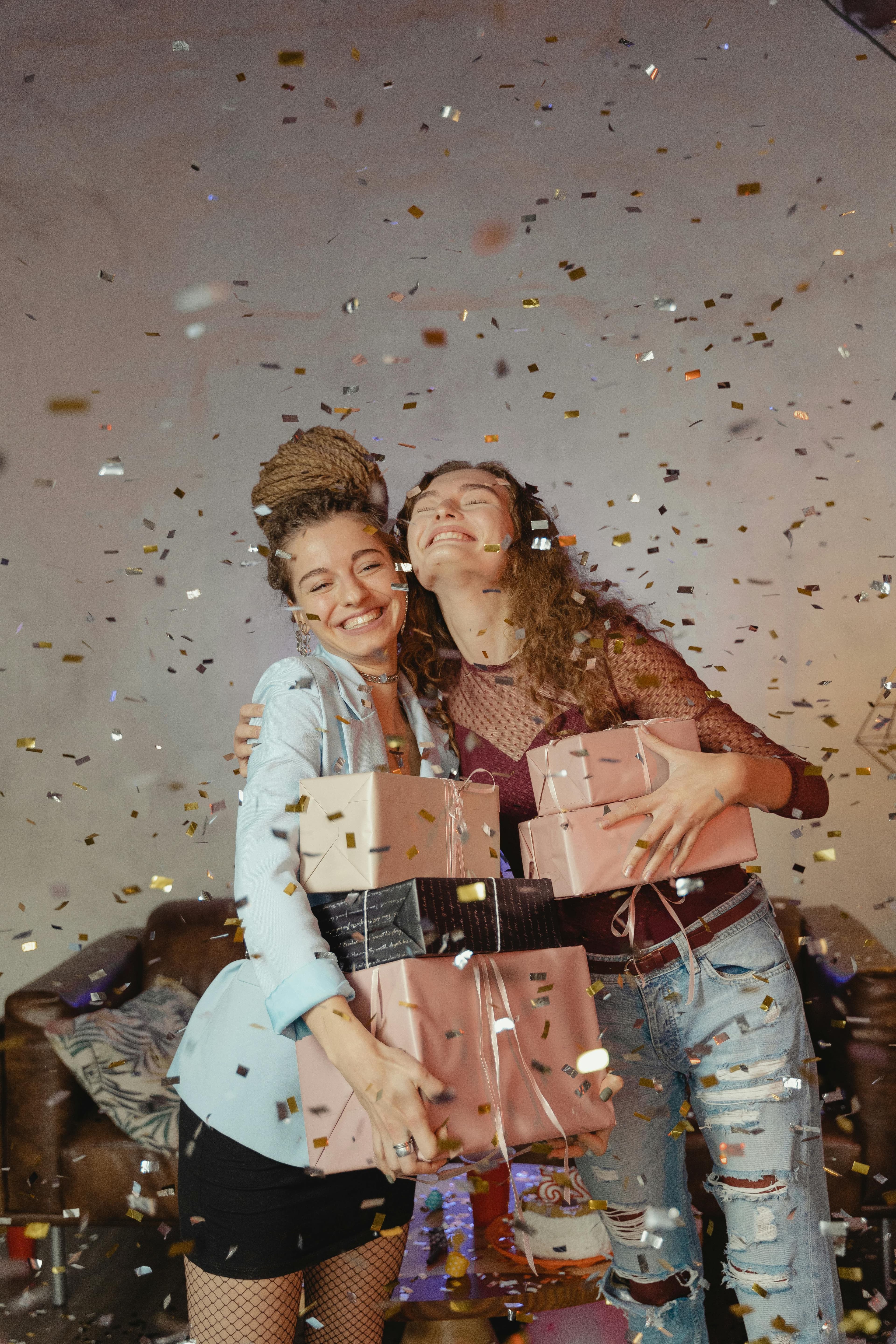 Two women celebrating